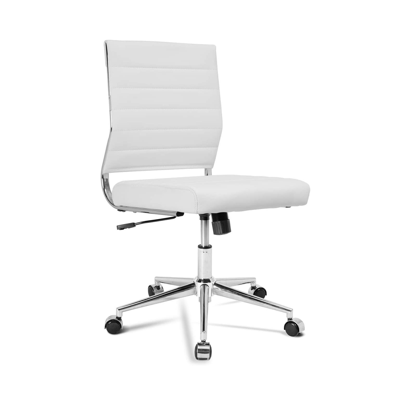 Armless Office Desk Chair, Back Ergonomic Ribbed Swivel Task Chair