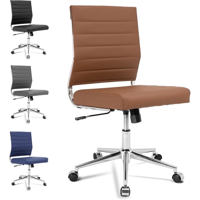 Armless Office Desk Chair Mid Back Ergonomic Swivel Conference Room