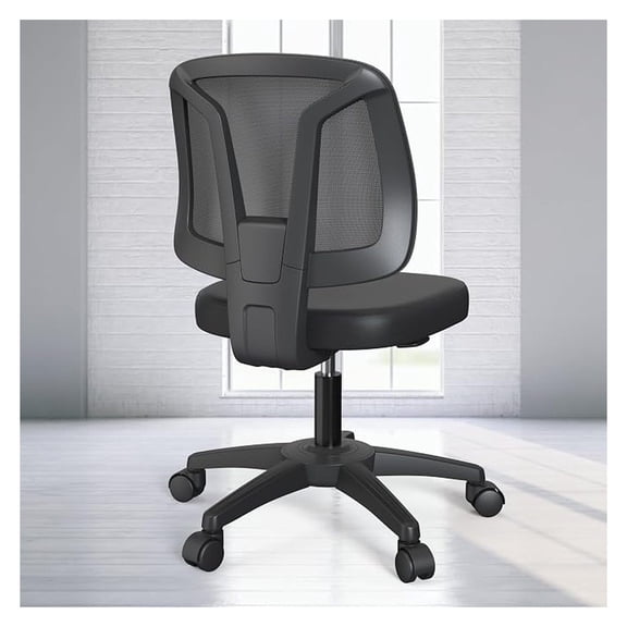 Armless Office Desk Chair No Arms with Back Support Rolling Wheels for Home Study Work
