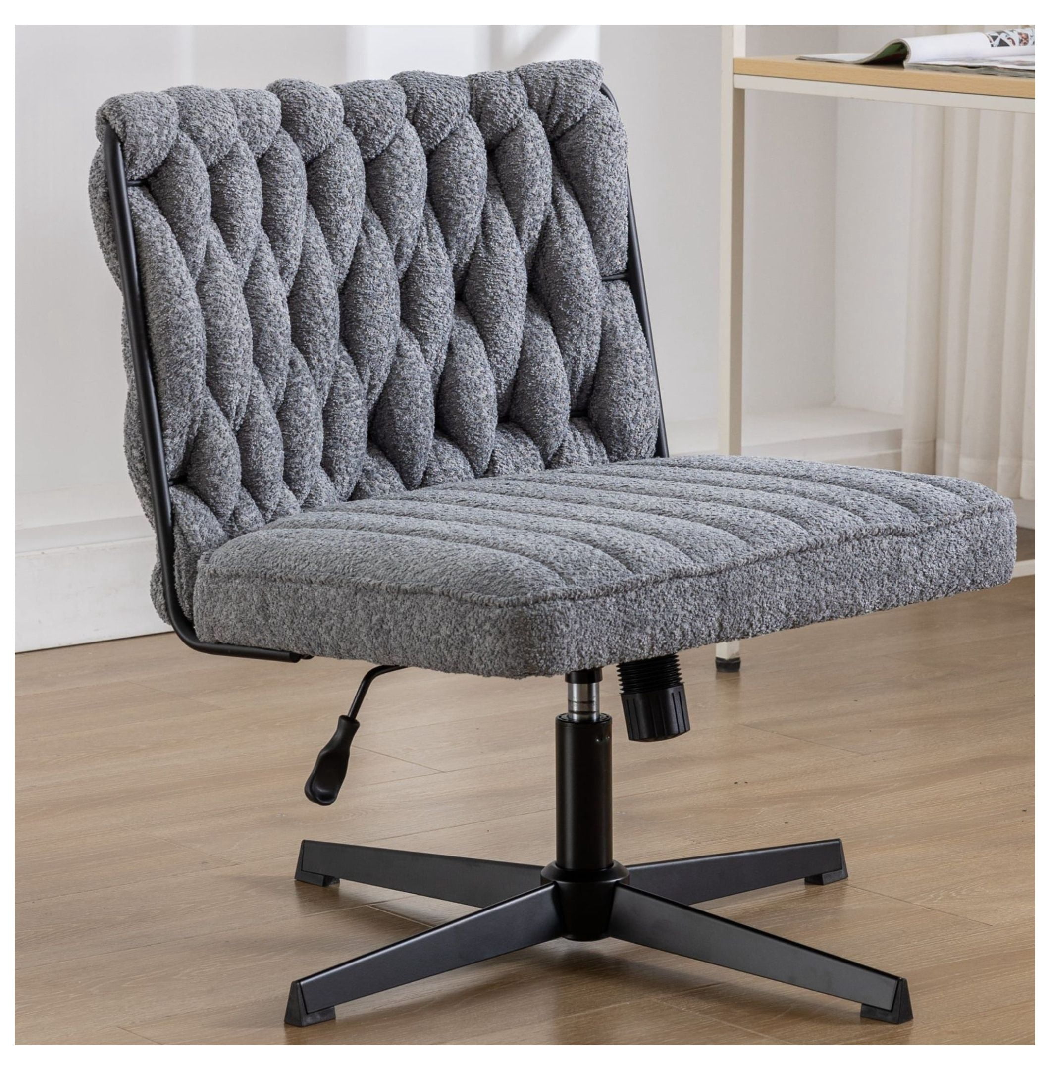Armless Office Desk Chair No Wheels, GREY Polyester Blend - Walmart.com