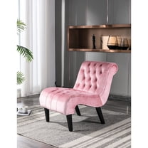 Armless Pink Velvet Accent Chair For Relaxation - Living Room Fashionable In Home Sponge Filled