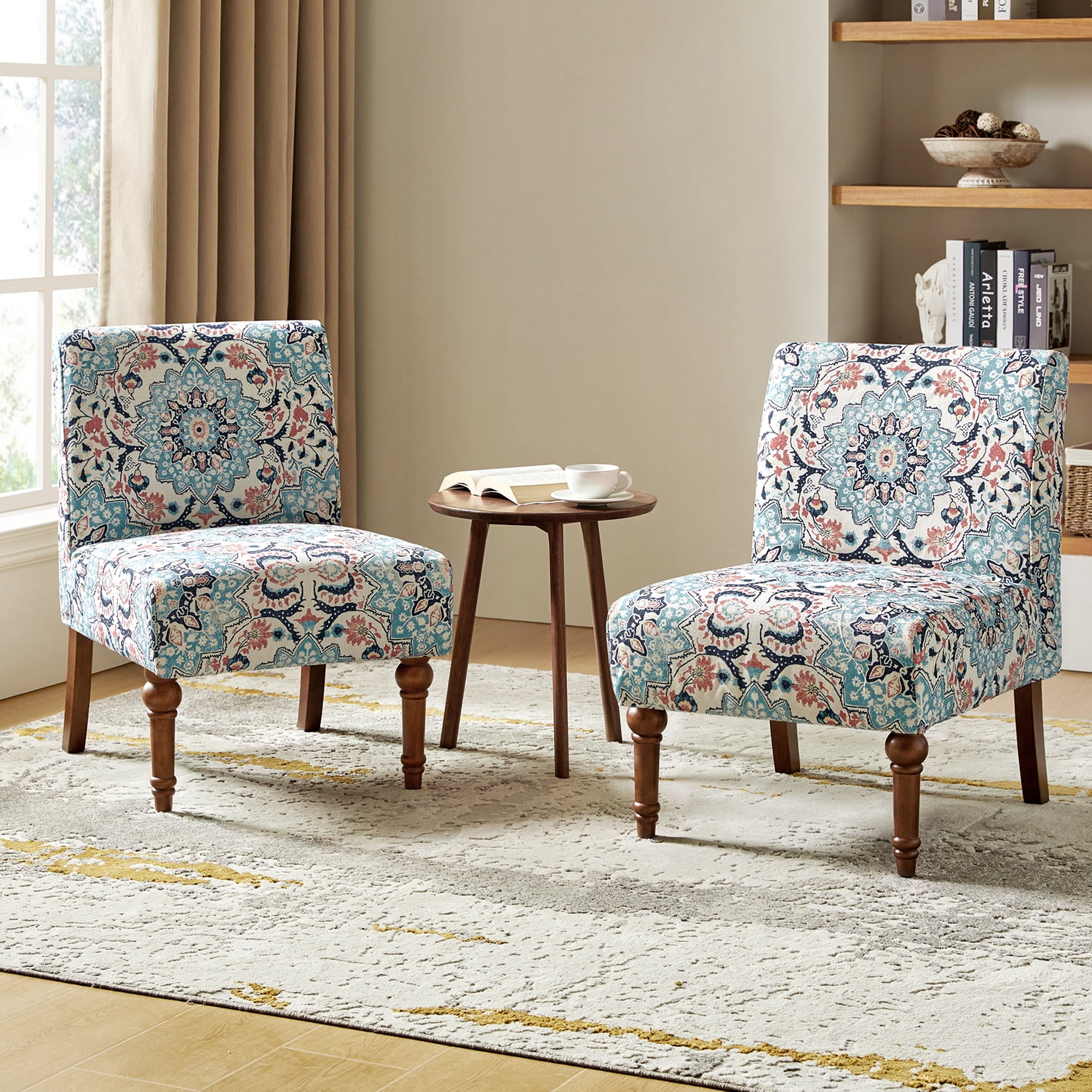 Armless Slipper Accent Chair Set of 2 Removable Washable Covers Vanity