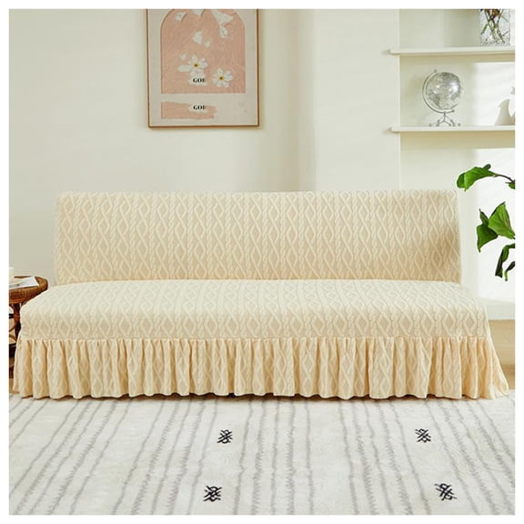 Armless Sofa Bed Cover, Non Slip Artistic Printed Stretch Futon Slipcover Protector,Non Slip Futon Slipcover for 2 Seater/3 Seater