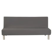 Armless Sofa Bed Cover Polyester Spandex Stretch Futon Slipcover Protector 3 Seater Elastic Full Folding Couch Sofa Shield Grey