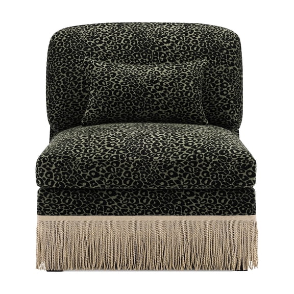Armless Sofa Leopard Chenille W/1 Pillow -Green black