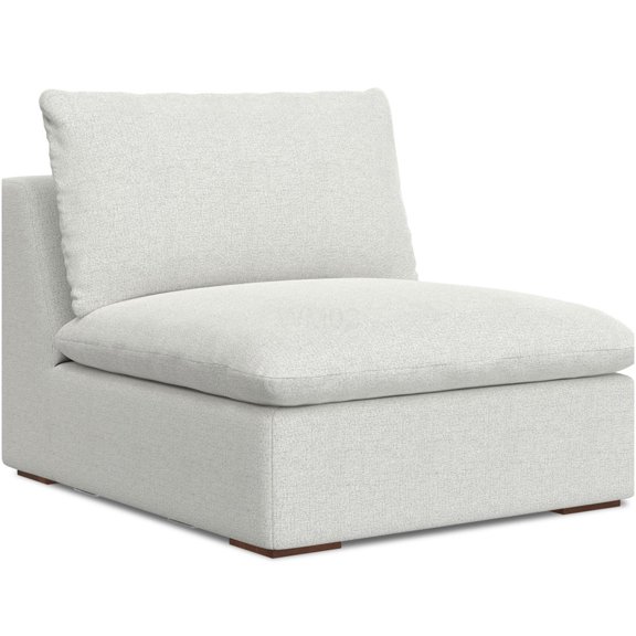 Armless Sofa Module with Reversible Feather Cushions, Gray Performance Fabric, Corner Blocked Wood Frame