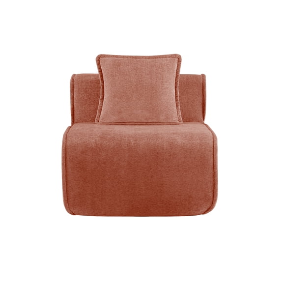 Armless Sofa Velvet- Red