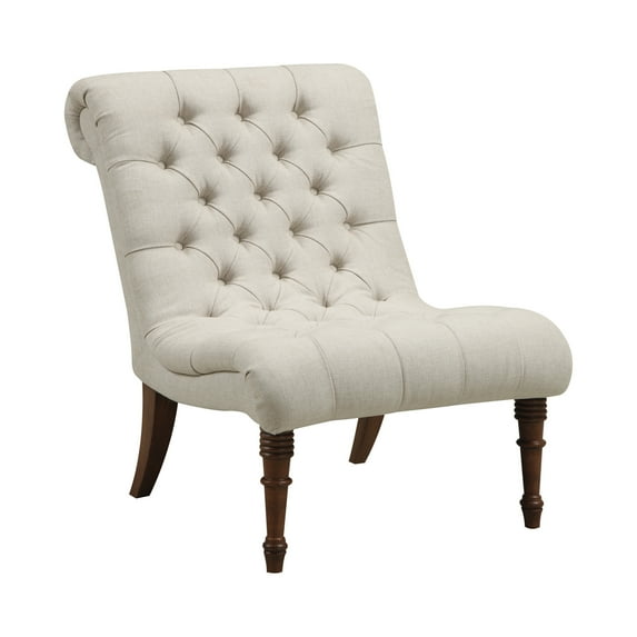 Armless Tufted Back Accent Chair Oatmeal