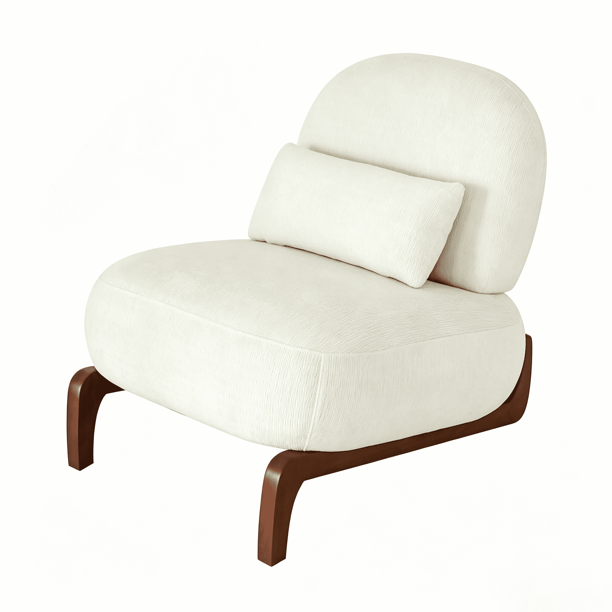 Armless Velvet Accent Chair with Solid Wood Legs, Cute Comfy Upholstered Reading Side Chair for Living Room Bedroom Balcony Apartment Waiting Room