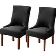 thumbnail image 1 of Armless Wingback Stretch Chair Slipcover,Sloping Armchair Covers Removable Washable Anti-Dust Spandex Jacquard Side Chair Slipcover for Dining Living Room Banquet Hotel-2-black, 1 of 7