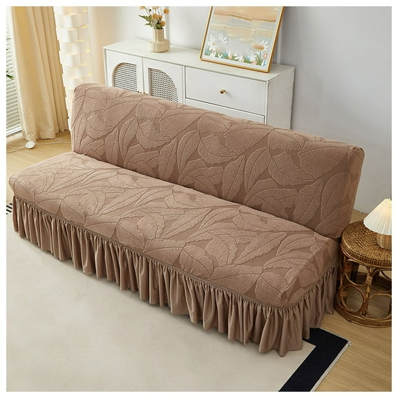 Armless sofa bed covers, velvet futon sofa cover stretch, with skirt, anti-slip sofa cover, sofa protective cover, furniture protector
