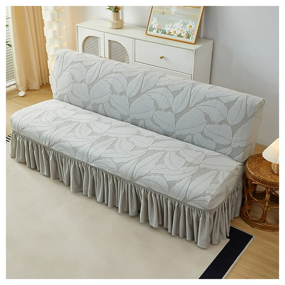 Armless sofa bed covers, velvet futon sofa cover stretch, with skirt, anti-slip sofa cover, sofa protective cover, furniture protector