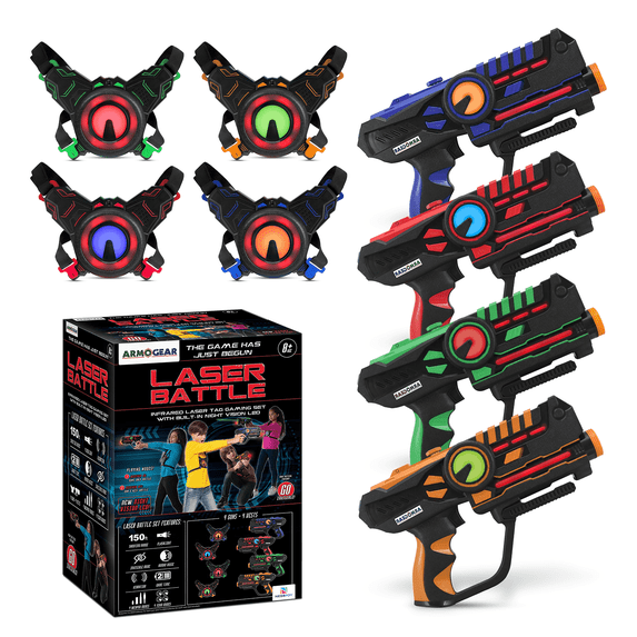 ArmoGear Infrared Laser Tag Game Set with Wearable Vests, Mega Pack Set of 4