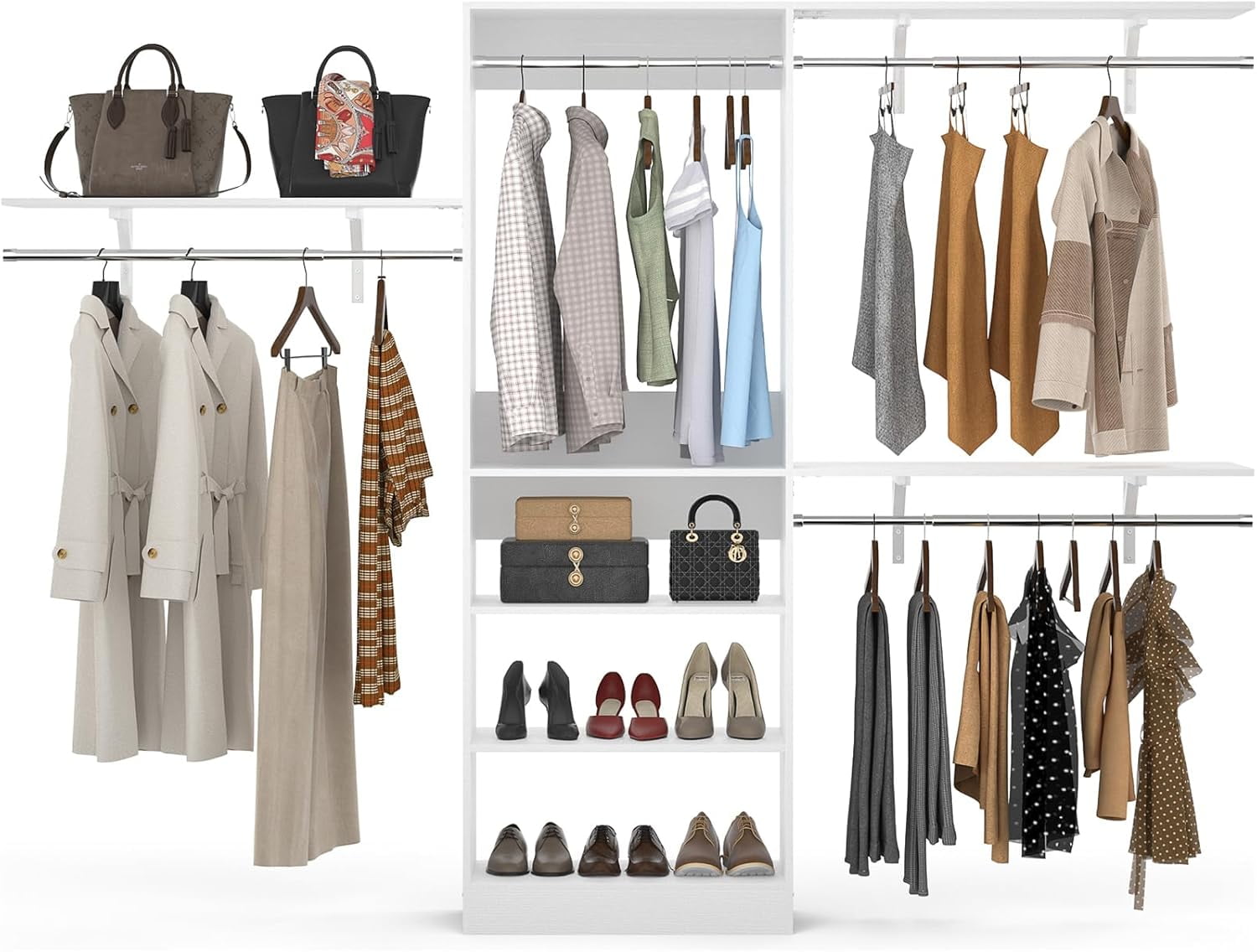 Armocity 96'' Closet System, 8FT Walk In Closet Organizer with 3 ...