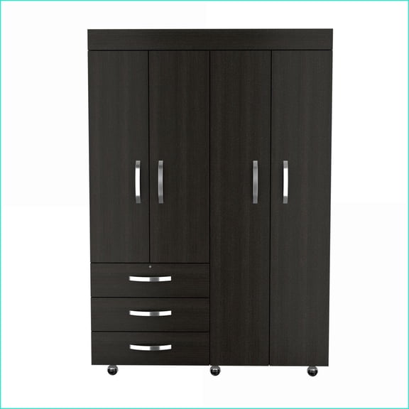 Armoire | Mobile 68 High with Storage | Black | Engineered Wood