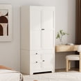 thumbnail image 1 of Armoire Wardrobe Closet, 71"H Modular Wooden Clothes Wardrobe Storage Cabinet with Hanging Rods, White, 1 of 9