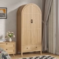 thumbnail image 1 of Wardrobe Closet Modern Armoire Wardrobe Closet 70.87" with Drawers and Arched Fluted Doors Wooden Bedroom Armoires with Shelves and Hanging Rod, 1 of 8