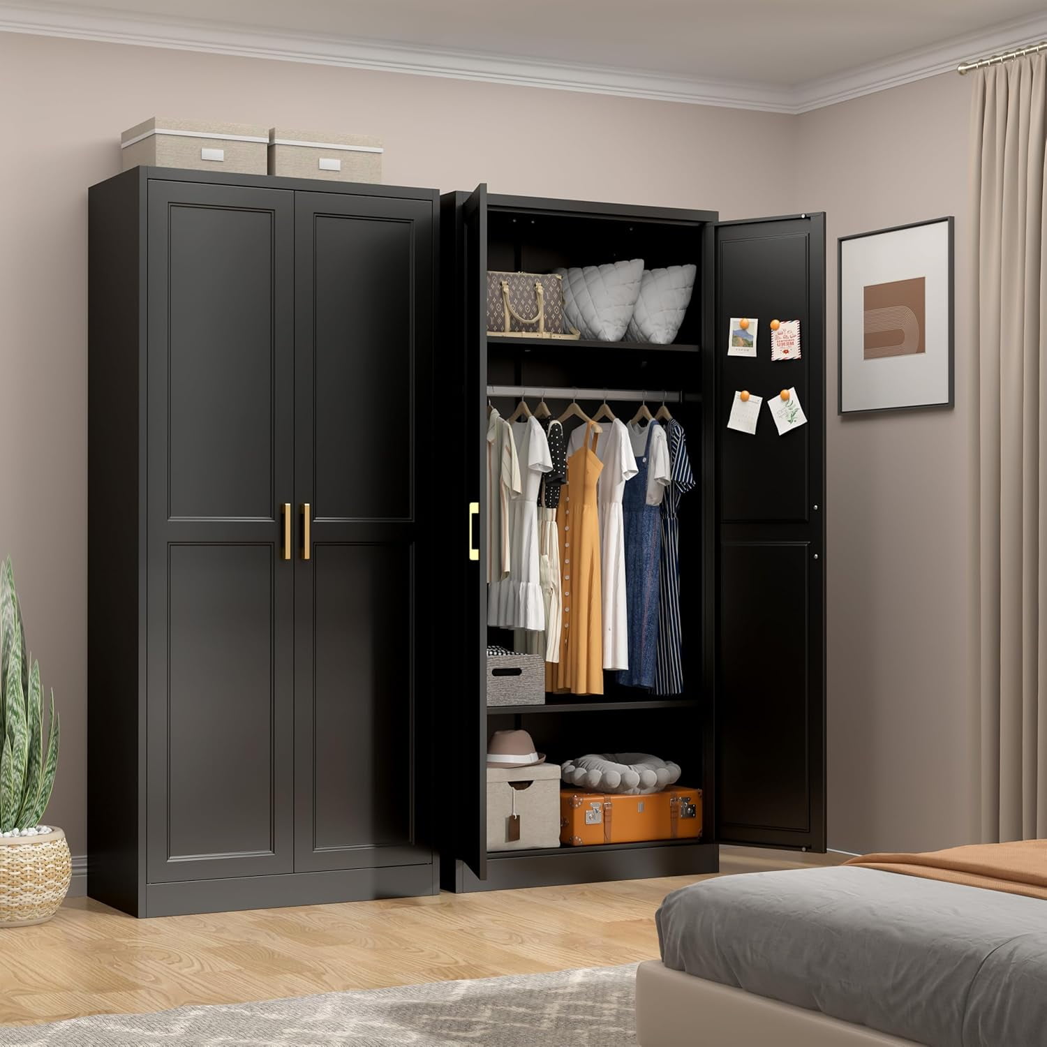Armoire Wardrobe Closet with Doors, 71'' Wardrobe Cabinet with Hanging ...