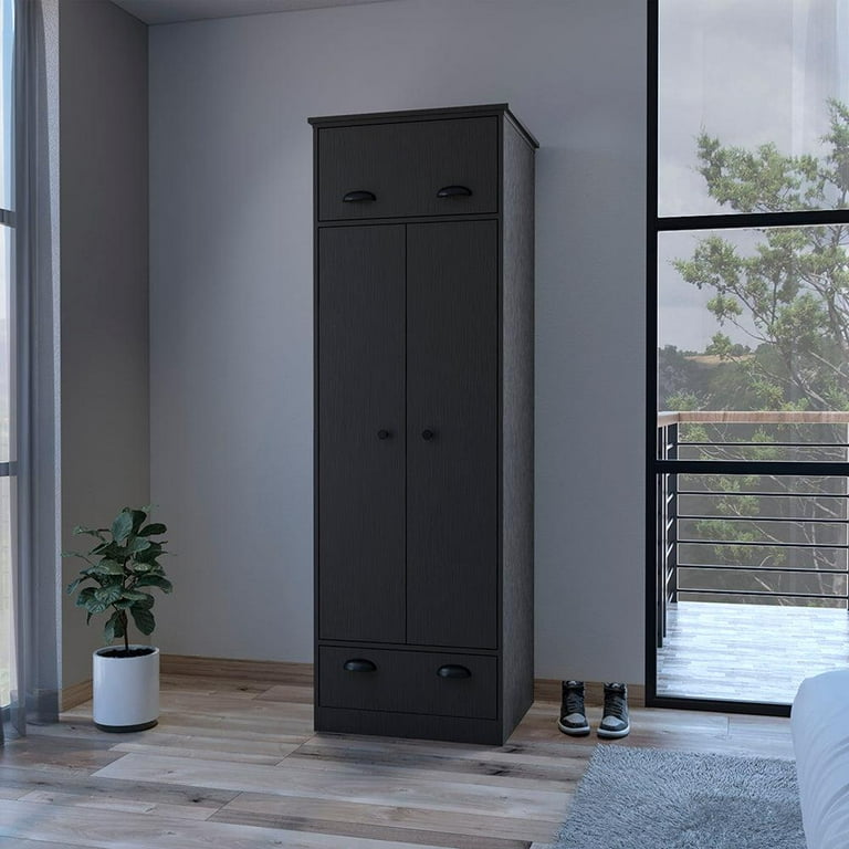 Dumas Two Doors One Drawer Armoire Black Finish