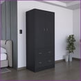thumbnail image 1 of Armoires 71"H with 2 Doors, 2 Drawers & Hanging Rod | Black | Particle Board, 1 of 7