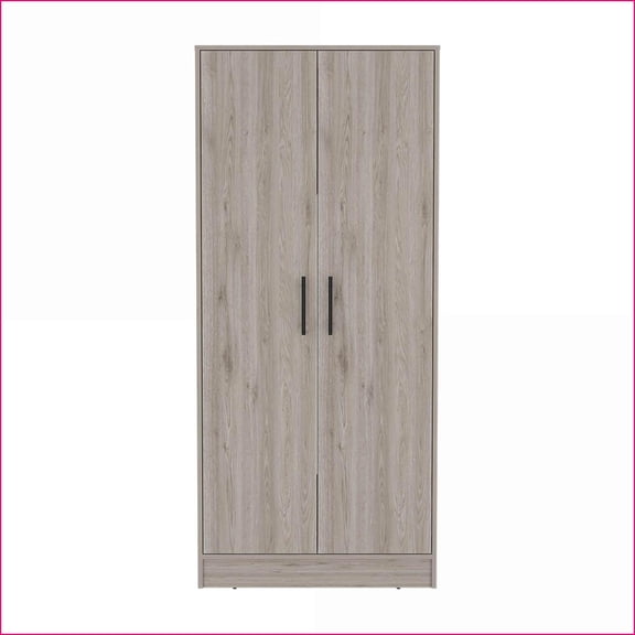 Armoires, Modern 71 High Bedroom Armoire with Hanging Rod | Light Gray | Particle Board