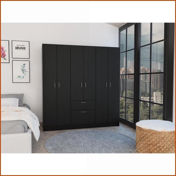 Armoires, Modern Black Wengue & White 1 Drawer 7 Door 8 Shelf | Wenge | Particle Board