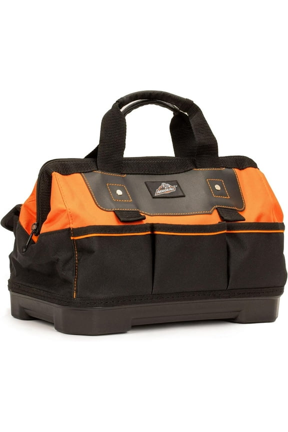 14 inch Tool Duffle Bag, Waterproof, 8 Pockets, ID Tag, Portable Design, Black/Orange