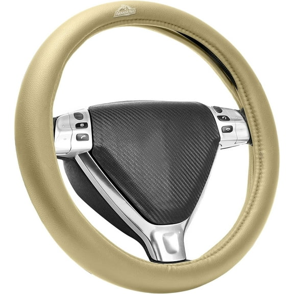 Armor All 15 inch Faux Leather & Wood Trim Steering Wheel Cover - Universal Fit, for All Vehicles, Extra Comfort & Grip