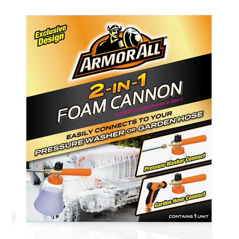 Armor All 2-in-1 Foam Cannon Kit, Car Cleaning Kit Connects to Power  Washers and Garden Hoses for Vehicle Cleaning, Includes Foam Cannon, Foam