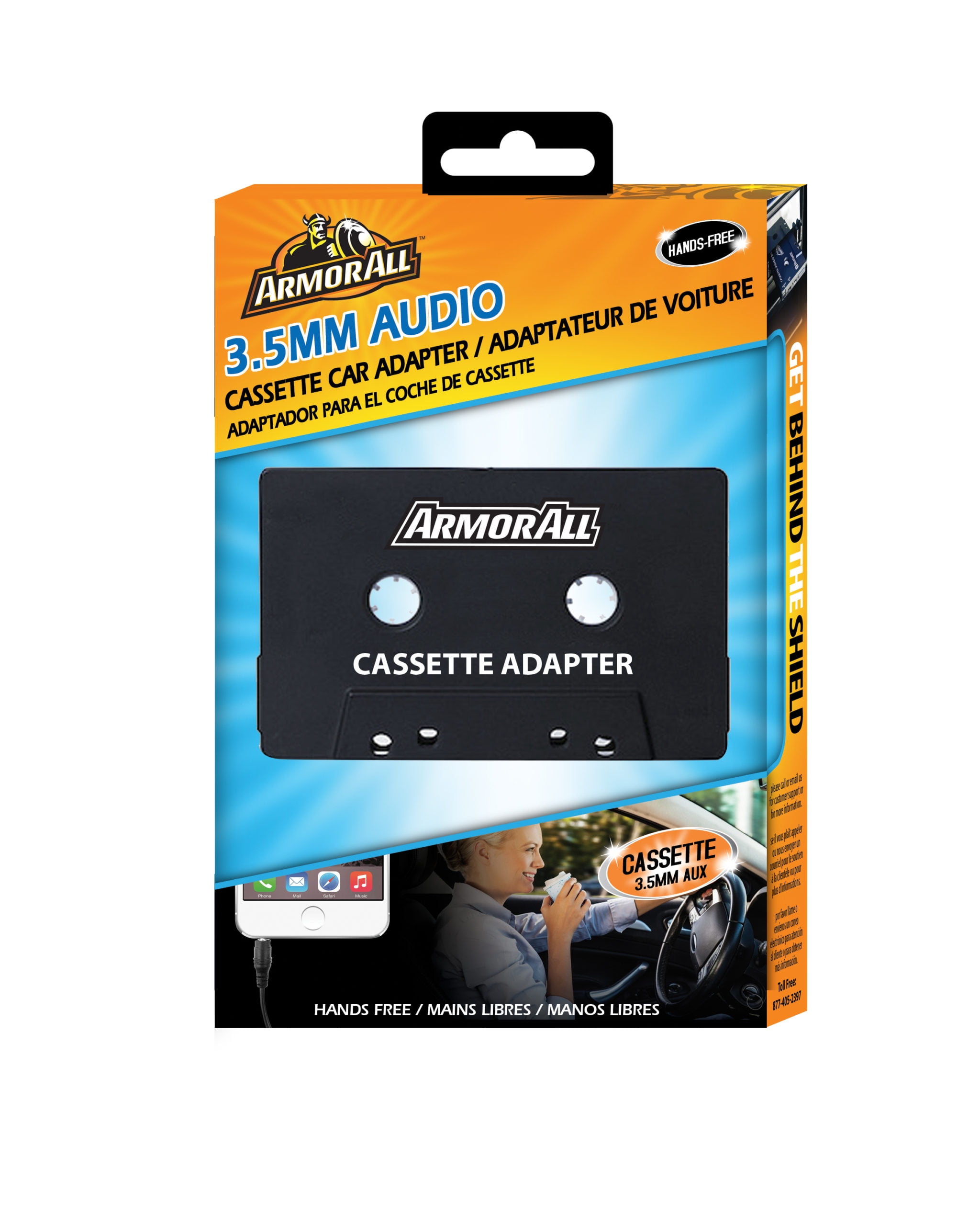 Armor All AAC9 1001 BLK Black 3.5mm Audio Cassette Car Adapter