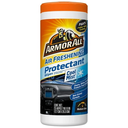 Armor All 78509 Air Freshening Protectant Wipes, Cool Mist Scent, 25 Pack