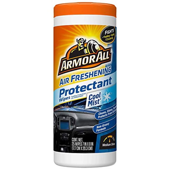 Armor All Car Interior Cleaner Protectant Wipes - Cleaning for Cars & Truck & Motorcycle, Cool Mist, 25 Count, 78509