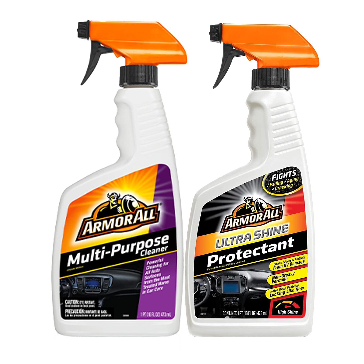 Armor All Car Cleaning Kit: Car Cleaner Spray Bottle + Ultra Shine Protectant, 16 Fl Oz - Complete Car Interior Care Combo