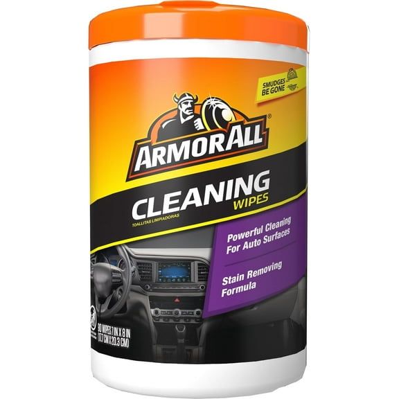 Armor All Car Cleaning Wipes - 90 Count, Safely Cleans Interior Surfaces, Removes Tough Dirt, Matte Finish, Disposable and Convenient
