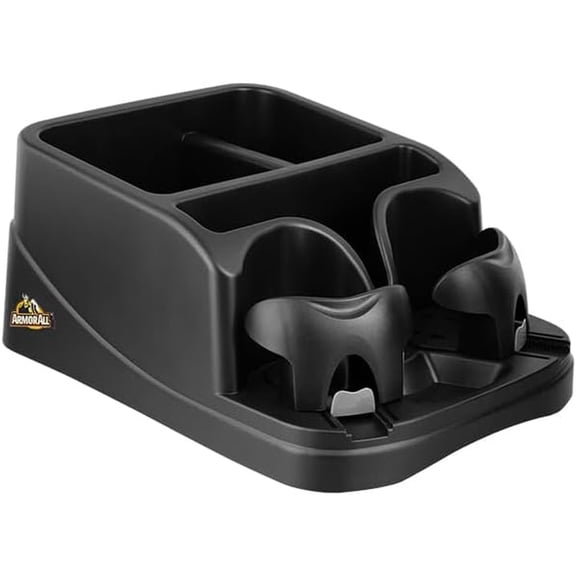 Armor All Car Console Organizer with 2 Adjustable Cup Holders and 3 Storage Compartments