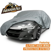 Armor All Car Cover, Heavy Duty All Weather Protection, Fits Sedan Length up to 175", Grey