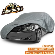 Armor All Car Cover, Heavy Duty All Weather Protection, Fits Sedan Length up to 203", Grey
