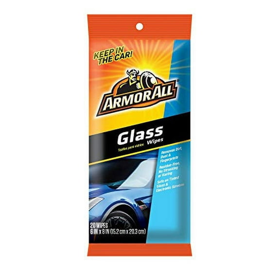 Armor All Car Interior Cleaner Glass Wipes for Dirt & Dust - for Cars & Truck & Motorcycle, 20 Count, 18275 , White