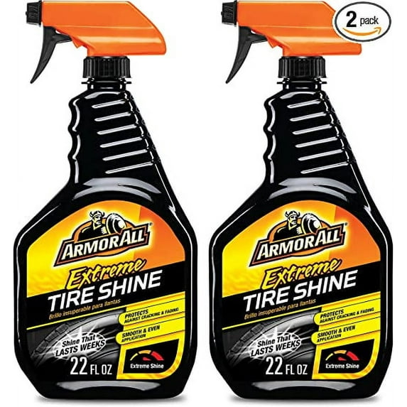 Armor All Car Tire Shine, One-Step Tire Shine Spray for Precise, Even Shine and Minimal Overspray - 2 Count 2-Pack Tire Shine