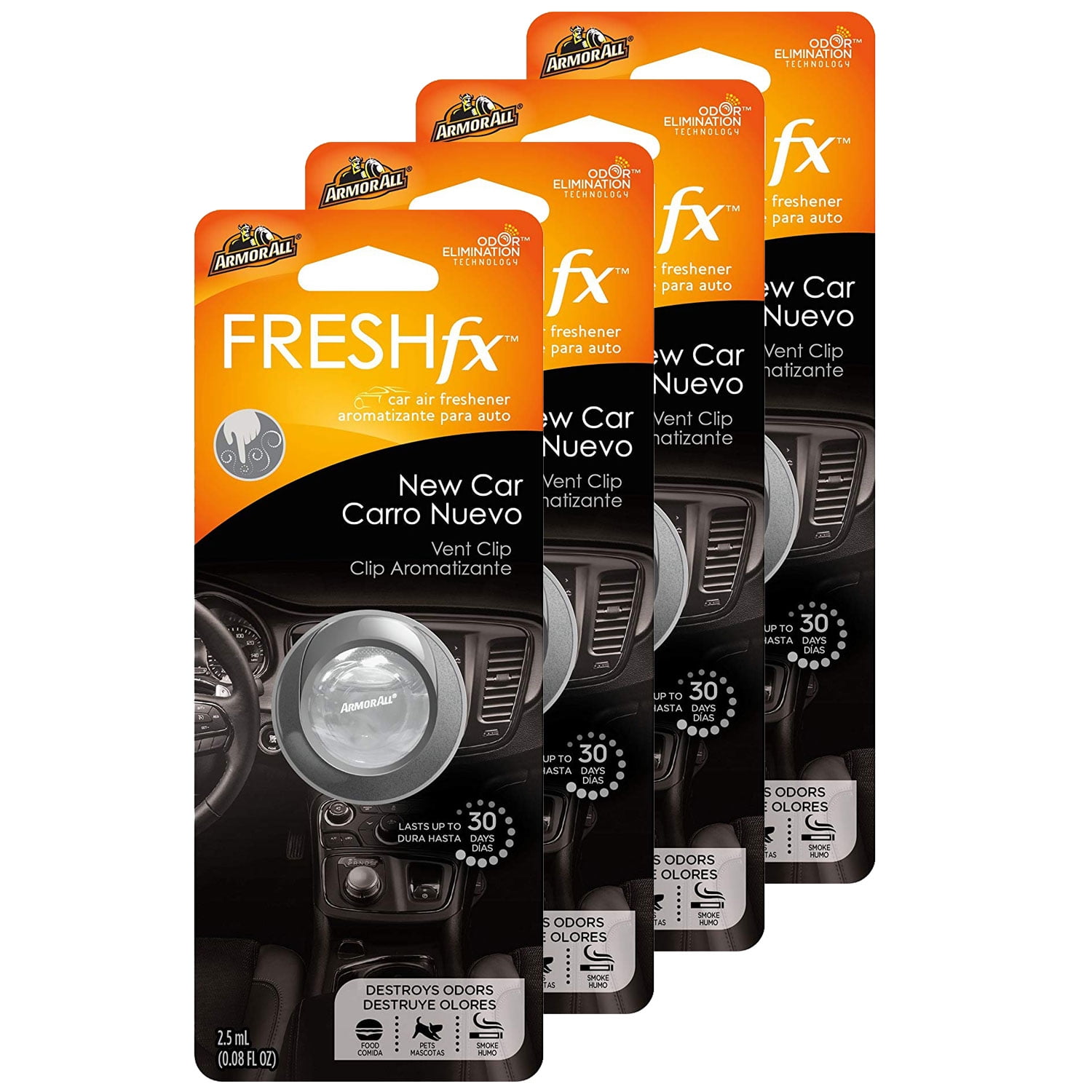 Armor All FRESHfx Car Air Freshener Vent Clip, 4-PACK (New Car)