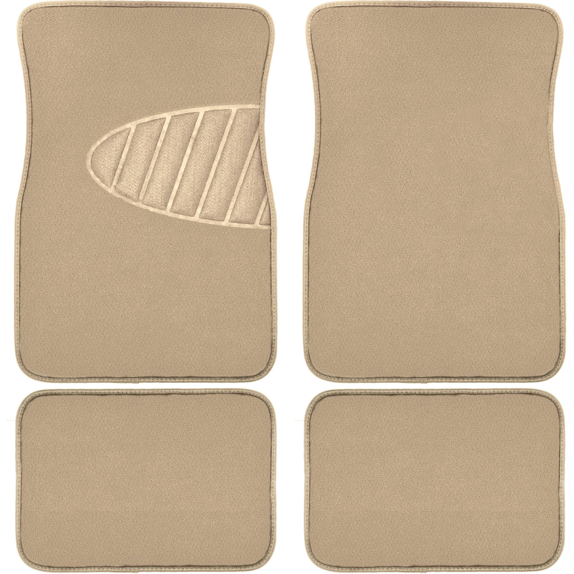Tan Flexible Carpet Floor Mats with Heel Pad, 4-Piece Set