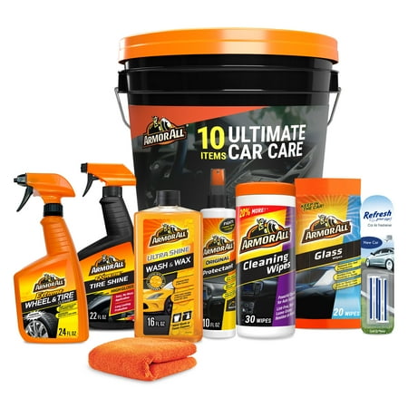 Armor All Holiday Car Cleaning Kit, 10-Piece Holiday Gift Set, Contains Bucket with Lid