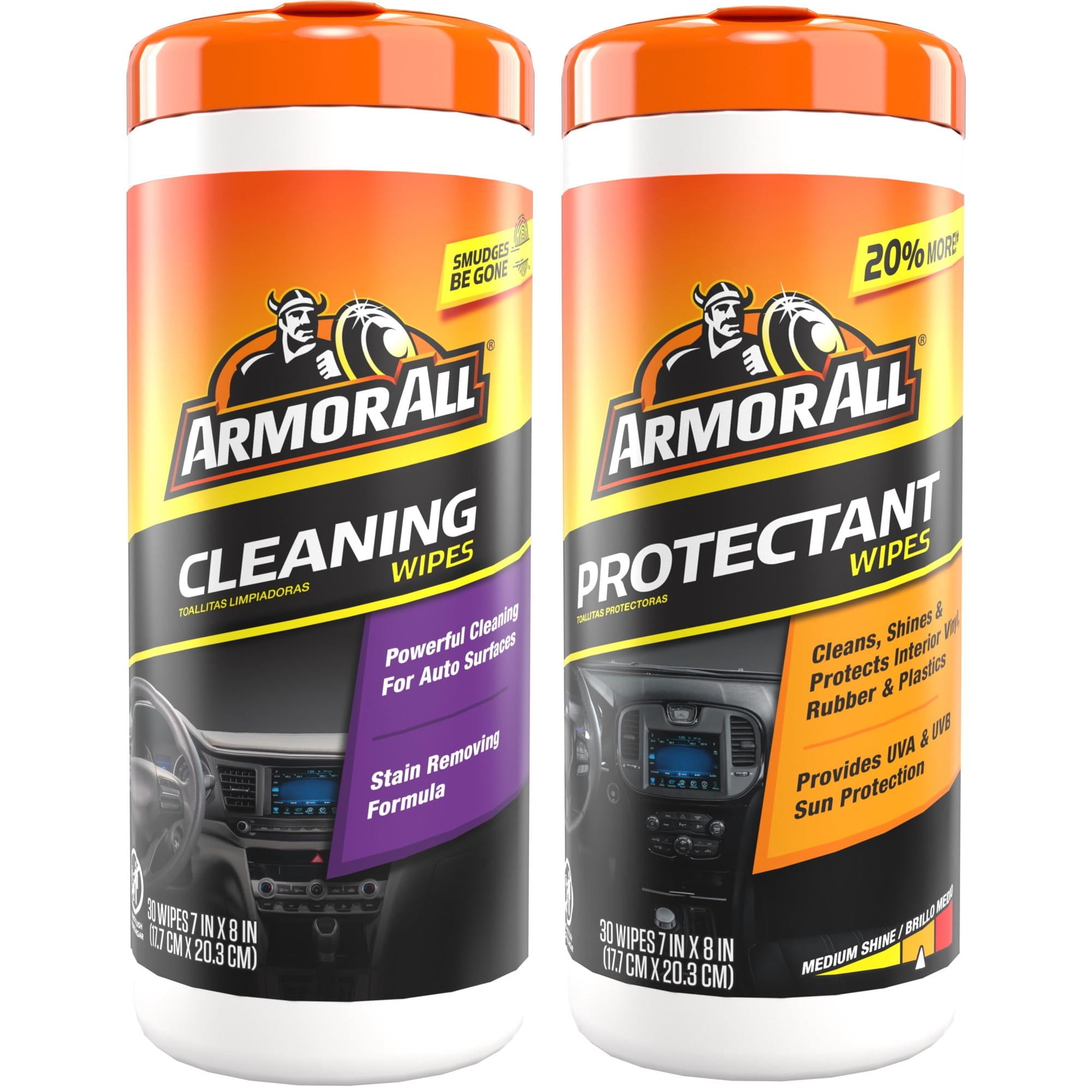 Armor All Interior Car Cleaning and Protectant Wipes Kit, 30 Count 2-Piece Bundle