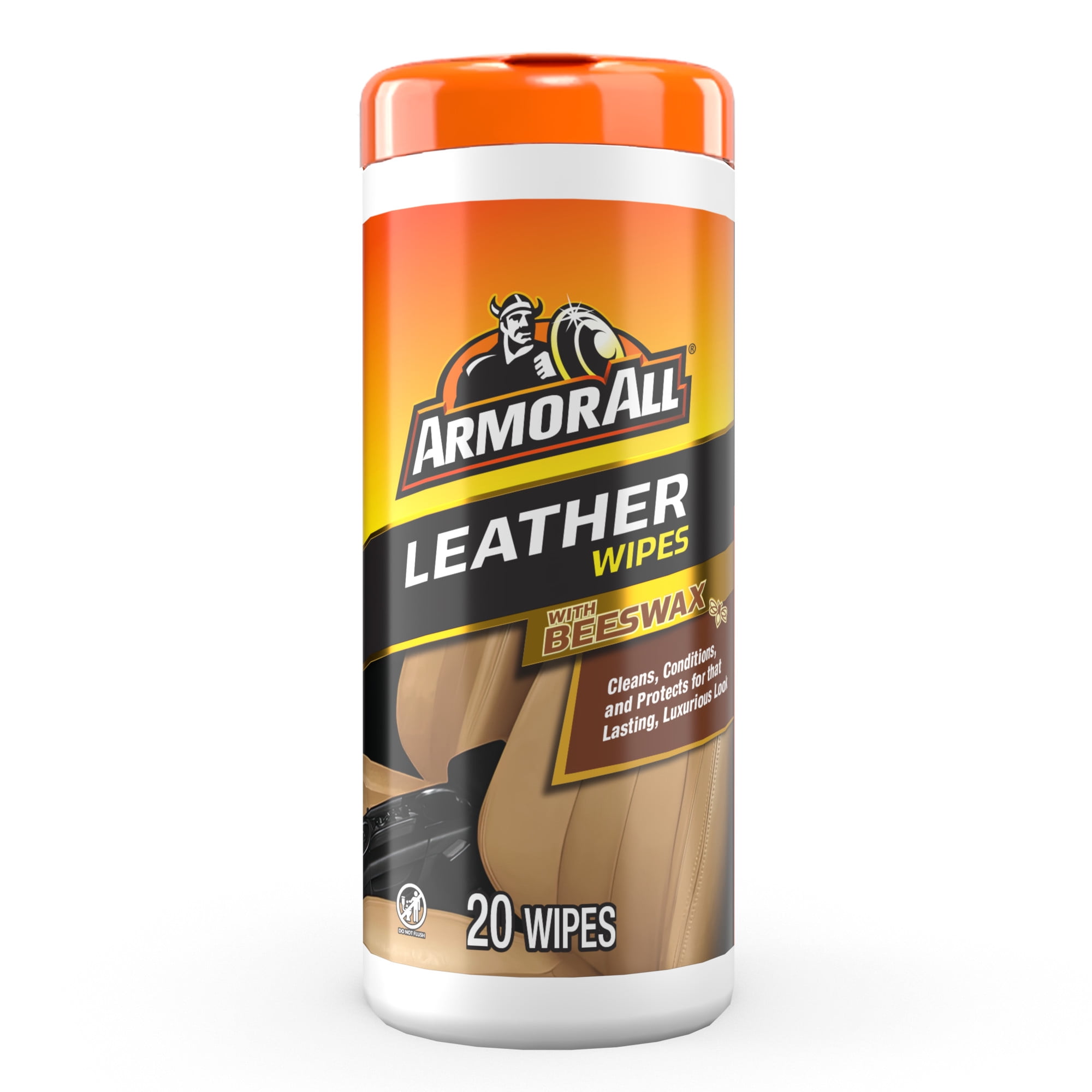 Armor All Leather Care Wipes with Beeswax, 20 Count
