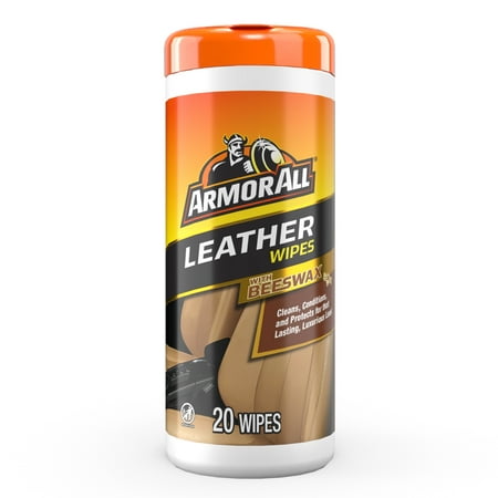 Armor All Leather Car Cleaning Wipes With Beeswax, 20 Count
