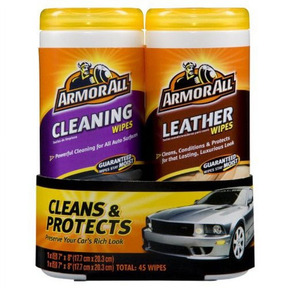 Armor All 8761 Cleaning & Leather Wipes Two Pack (2 x 20/25 Count)