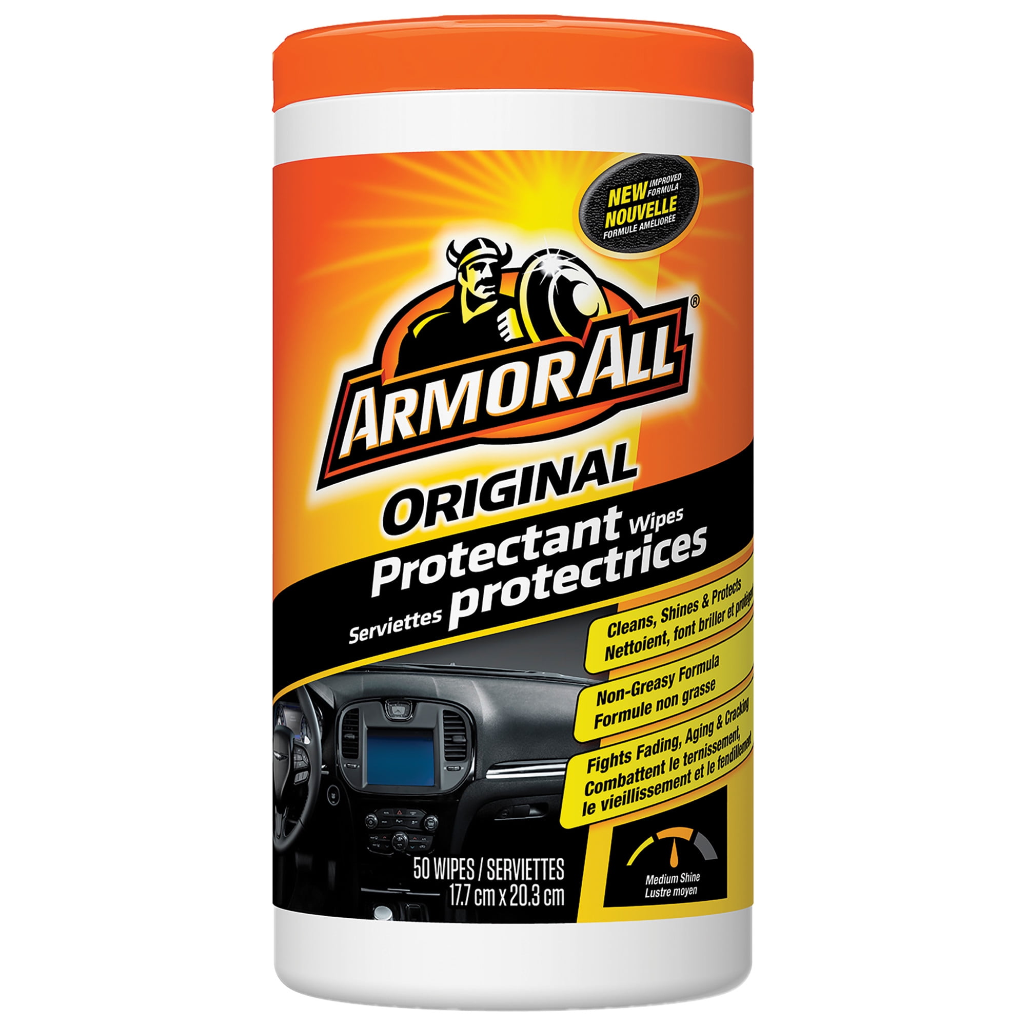 Armor All Original Protectant Wipes Vinyl Household Garage Fights Aging, 50 Count