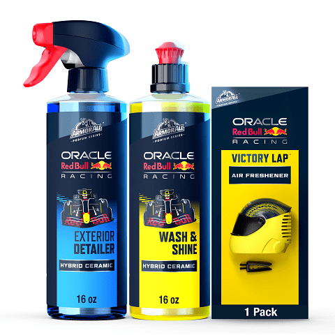 Armor All Podium Series Exterior Car Cleaning Kit with Bonus Victory Lap Air Freshener, Developed with Oracle Red Bull Racing, 3-Piece Bundle