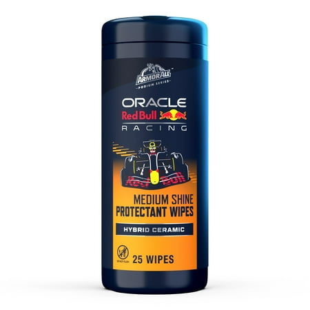 Armor All Podium Series Protectant Car Wipes (25 Count), Medium Shine Hybrid Ceramic Car Cleaning Wipes Developed with Oracle Red Bull Racing