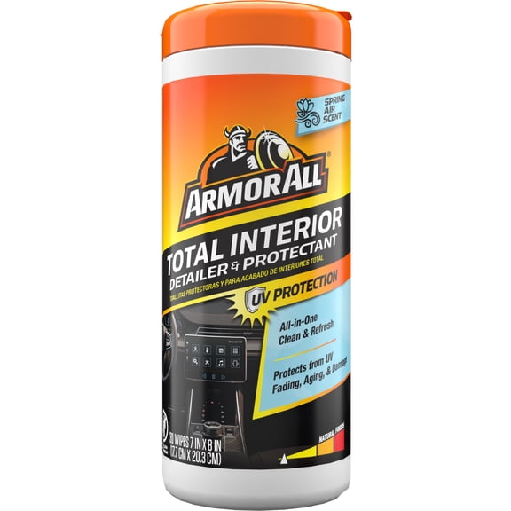 Armor All Total Interior Detailer and Protectant Wipes, 30 Count Canister